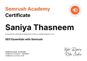 Semrush Academy Certificate